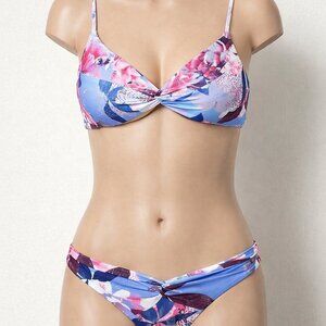 Becca By Rebecca Virtue Floral Pink and Blue Bikini Set Size Large